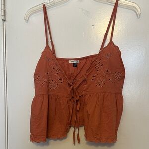 American Eagle Outfitters Rust Crochet Tie-Front Camisole